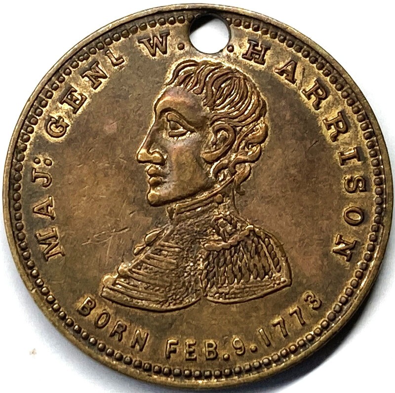 1840-Maj.-Gen.-W.h.-Harrison-Dewitt-Whh-1840-52-Gilt-Brass-Campaign-Token